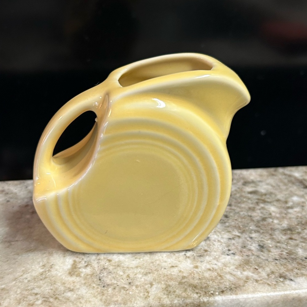 Fiesta Ceramic Decorative Pale Yellow Pitcher Vase -5 oz mini disc